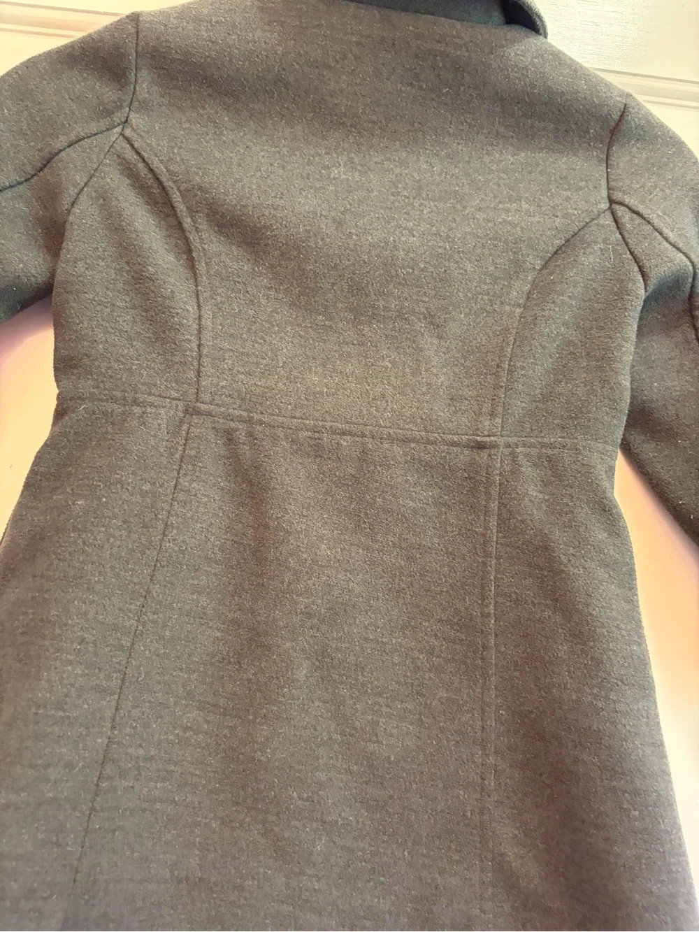 Classic Charcoal Kids' Pea Coat with Ruffle Front F1